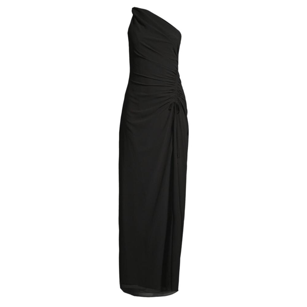 Ungaro Oriana Ruched Black One-Shoulder Gown – MSRP $895 Large